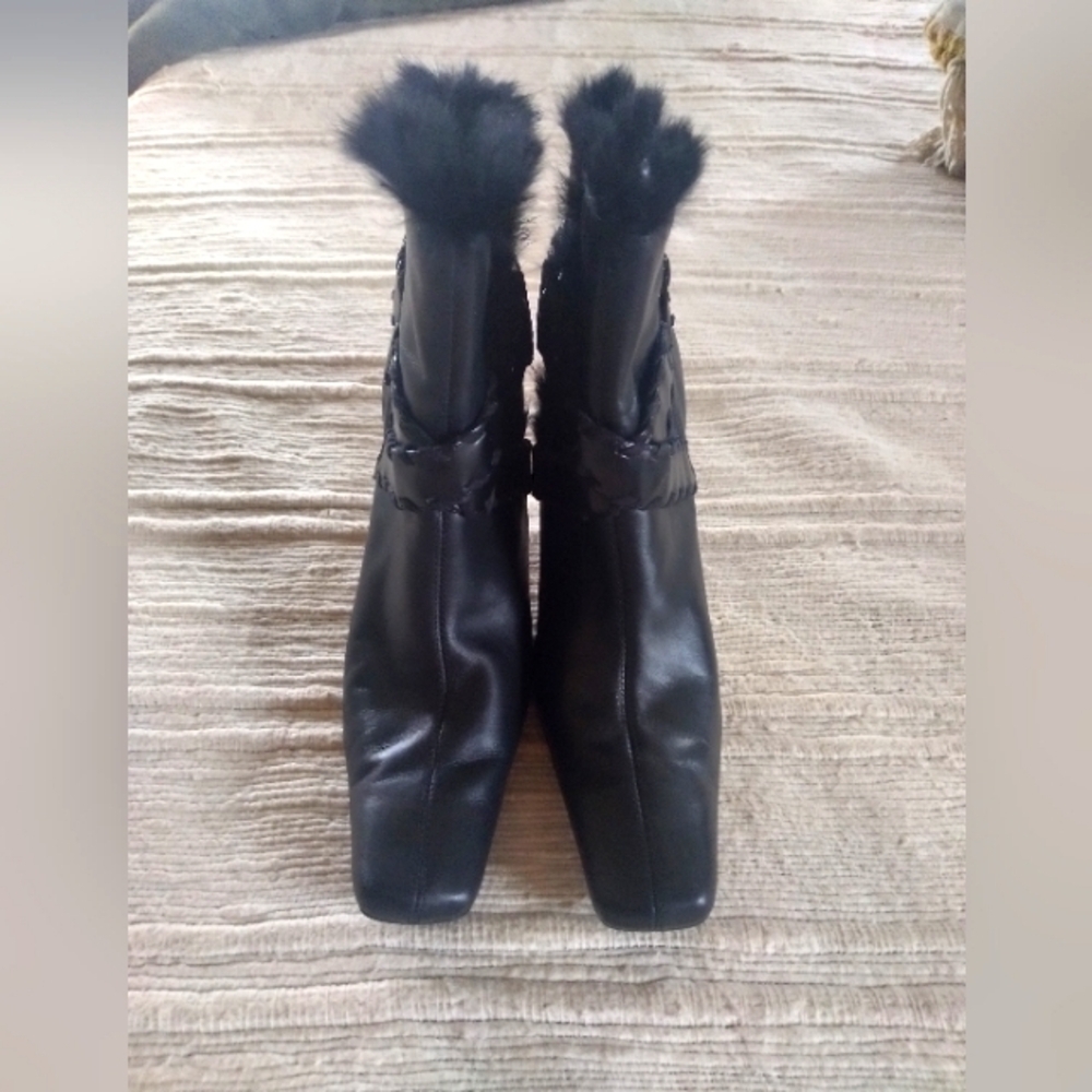 Black Ankle Boots with Square Toe and Glossy Finish - Picture 1 of 11